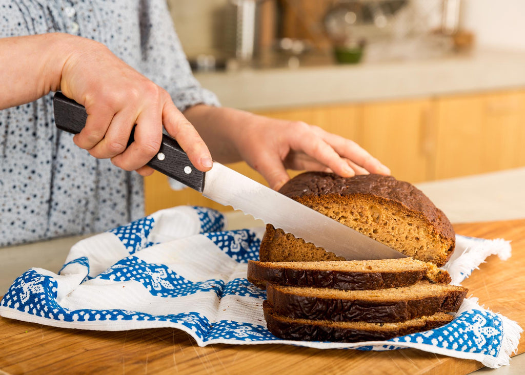 slicing gluten-free bread