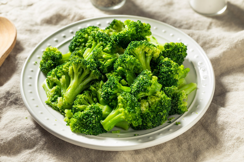 warm steamed broccoli