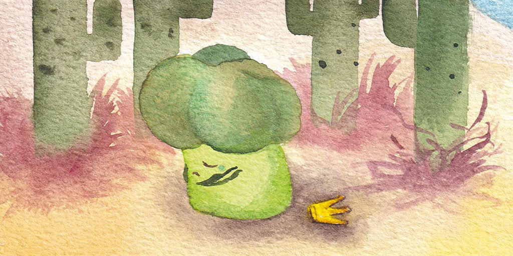 sad broccoli prince crown on floor