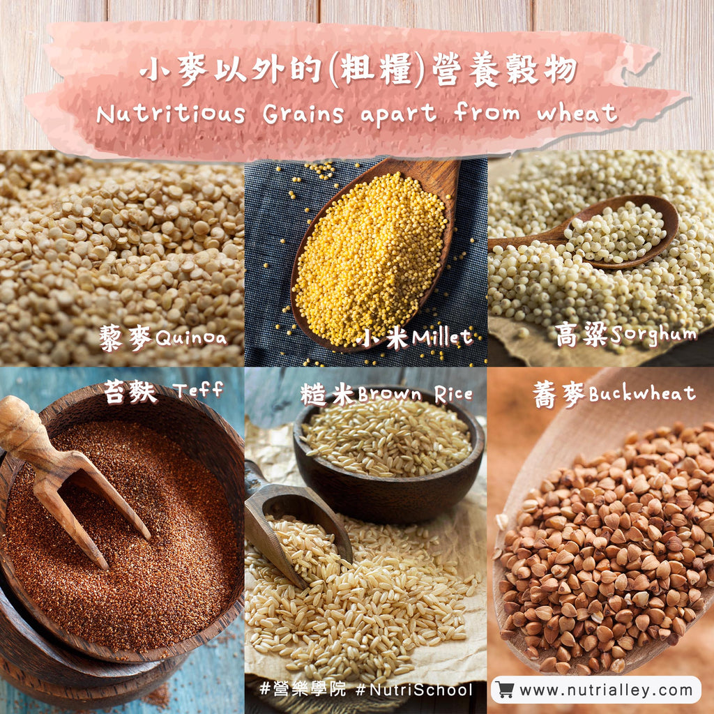 nutrischool nutritious grains buckwheat quinoa millet brown rice sorghum teff